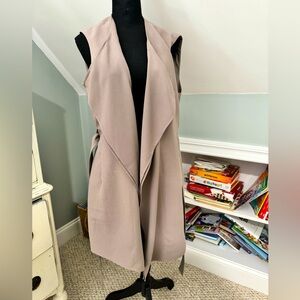 Lila Rose Taupe Sleeveless Collared Tie Front Blazer Vest Size L